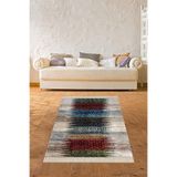 Ontheclouds Renk Bloklu Zigzag Desen Dijital Baskı Yıkanabilir Kaymaz Taban Modern Salon Halısı, 80 x 500