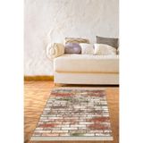 Ontheclouds Renk Geçişli Taş Duvar Desen Dijital Baskı Yıkanabilir Kaymaz Taban Modern Salon Halısı Ve Yolluk, 80 x 500