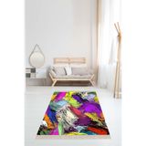 Ontheclouds Renk Paleti Desenli Dijital Baskı Yıkanabilir Kaymaz Taban Leke Tutmaz Modern Salon Halısı Yolluk, 80 x 350