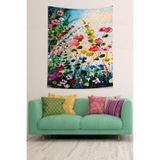 Ontheclouds Renkli Bahar Çiçekleri Suluboya Efekt Leke Tutmaz Kumaş Duvar Örtüsü Duvar Halısı Tapestry, 35 x 50