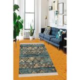 Ontheclouds Renkli Geometrik Karo Desenli Dijital Baskı Yıkanabilir Kaymaz Taban Etnik Kilim Desen Salon Halısı, 160 x 350
