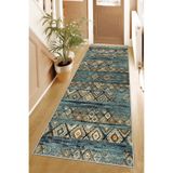 Ontheclouds Renkli Geometrik Karo Desenli Dijital Baskı Yıkanabilir Kaymaz Taban Etnik Kilim Desen Salon Halısı, 80 x 350