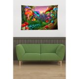 Ontheclouds Renkli Mantarlar Desen Leke Tutmaz Kadife Kumaş Duvar Örtüsü Duvar Halısı Tapestry, 140 x 140