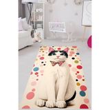 Ontheclouds Renkli Puantiyeli Papyonlu Kedi Yıkanabilir Kaymaz Taban Leke Tutmaz Çocuk Odası Halısı, 160 x 230