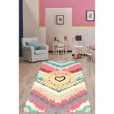 Ontheclouds Renkli Retro Desen Yıkanabilir Kaymaz Taban Leke Tutmaz Çocuk Odası Halısı, 160 x 350