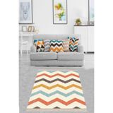 Ontheclouds Renkli Zigzag Desenli Dijital Baskı Yıkanabilir Kaymaz Taban Leke Tutmaz Modern Zigzag Salon Halısı, 100 x 600