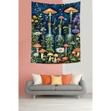 Ontheclouds Retro Kırmızı Mantarlar Ve Gökyüzündeki Yıldızlar Leke Tutmaz Duvar Örtüsü Duvar Halısı Tapestry, 70 x 100