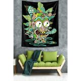 Ontheclouds Rick And Morty Desen Leke Tutmaz Kadife Dokulu Kumaş Duvar Örtüsü Duvar Halısı Tapestry, 140 x 140