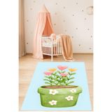 Ontheclouds Saksıda Renkli Çiçekler Yıkanabilir Kaymaz Taban Leke Tutmaz Çocuk Odası Halısı, 100 x 300