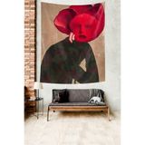 Ontheclouds Sanatsal Çiçek Kadın Leke Tutmaz Kumaş Duvar Örtüsü Duvar Halısı Tapestry, 70 x 70