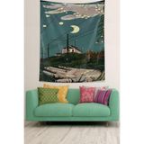 Ontheclouds Sanatsal Gökyüzündeki Ay Temalı Leke Tutmaz Kumaş Duvar Örtüsü Duvar Halısı Tapestry, 100 x 140