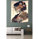 Ontheclouds Sanatsal Japon Kızı Leke Tutmaz Kumaş Duvar Örtüsü Duvar Halısı Tapestry, 70 x 100