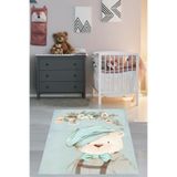 Ontheclouds Şapkalı Papyonlu Ayıcık Desenli Yıkanabilir Kaymaz Taban Leke Tutmaz Çocuk Odası Halısık, 100 x 250