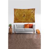 Ontheclouds Sarı Ejderha Desenli Leke Tutmaz Kadife Kumaş Duvar Örtüsü Duvar Halısı Tapestry, 70 x 100