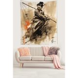 Ontheclouds Savaşçı Japon Kız Leke Tutmaz Kumaş Duvar Örtüsü Duvar Halısı Tapestry, 100 x 140