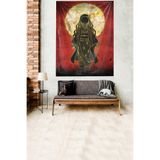 Ontheclouds Savaşçı Kadın Samuray Temalı Leke Tutmaz Kadife Kumaş Duvar Örtüsü Duvar Halısı Tapestry, 70 x 100