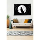Ontheclouds Savaşçı Kurt Desen Leke Tutmaz Kadife Dokulu Kumaş Duvar Örtüsü Duvar Halısı Tapestry, 140 x 140