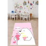 Ontheclouds Sevimli Ayı Desenli Dijital Baskı Yıkanabilir Kaymaz Taban Leke Tutmaz Çocuk Odası Halısı, 100 x 300