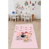 Ontheclouds Sevimli Ayıcık Desen Dijital Baskı Yıkanabilir Kaymaz Taban Leke Tutmaz Çocuk Ve Bebek Odası Halısı, 100 x 300