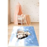 Ontheclouds Sevimli Ayıcık Ve Penguen Yıkanabilir Kaymaz Taban Leke Tutmaz Çocuk Odası Halısı, 80 x 400