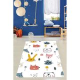 Ontheclouds Sevimli Hayvanlar Alemi Animal Tavşan Tilki Yıkanabilir Kaymaz Taban Leke Tutmaz Çocuk Odası Halısı, 80 x 300