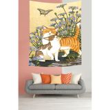 Ontheclouds Sevimli Iki Kedicik Leke Tutmaz Kumaş Duvar Örtüsü Duvar Halısı Tapestry, 140 x 140