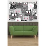 Ontheclouds Sevimli Kediler Kedi Desen Leke Tutmaz Kadife Dokulu Kumaş Duvar Örtüsü Duvar Halısı Tapestry, 70 x 100