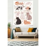 Ontheclouds Sevimli Kediler Leke Tutmaz Kumaş Duvar Örtüsü Duvar Halısı Tapestry, 140 x 230