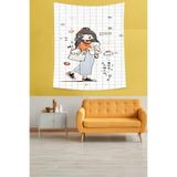 Ontheclouds Sevimli Kız Ve Köpekleri Leke Tutmaz Kumaş Duvar Örtüsü Duvar Halısı Tapestry, 35 x 50