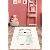 Ontheclouds Sevimli Kutup Ayı Ve Yıldız Desenli Yıkanabilir Kaymaz Taban Leke Tutmaz Çocuk Odası Halısı, 60 x 200