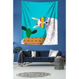 Ontheclouds Sevimli Lama Ve Kaktüs Desenli Leke Tutmaz Kumaş Duvar Örtüsü Duvar Halısı Tapestry, 35 x 50
