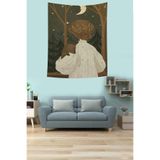 Ontheclouds Sincaplı Kız Ay Ve Yıldızlar Leke Tutmaz Kumaş Duvar Örtüsü Duvar Halısı Tapestry, 70 x 70