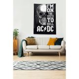 Ontheclouds Siyah Ac Dc Highway To Hell Leke Tutmaz Kadife Kumaş Duvar Örtüsü Duvar Halısı Tapestry, 70 x 100