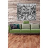 Ontheclouds Siyah-Beyaz Panayırdaki Insanlar Leke Tutmaz Kadife Kumaş Duvar Örtüsü Duvar Halısı Tapestry, 35 x 50