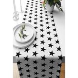 ontheclouds Siyah Beyaz Yıldız Desen Leke Tutmaz Kumaş Salon Mutfak Masa Runner 40x140 cm, NSRNNR22