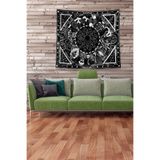 Ontheclouds Siyah Burç Desenli Leke Tutmaz Kadife Kumaş Duvar Örtüsü Duvar Halısı Tapestry, 70 x 70