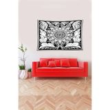 Ontheclouds Siyah Çiçek Desenli Leke Tutmaz Kadife Kumaş Duvar Örtüsü Duvar Halısı Tapestry, 140 x 140