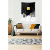 Ontheclouds Siyah Dağın Ardındaki Ay Leke Tutmaz Kadife Kumaş Duvar Örtüsü Duvar Halısı Tapestry, 35 x 50