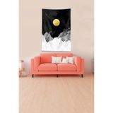 Ontheclouds Siyah Dağın Ardındaki Ay Leke Tutmaz Kadife Kumaş Duvar Örtüsü Duvar Halısı Tapestry, 70 x 100