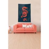 Ontheclouds Siyah Ejderha Leke Tutmaz Kadife Kumaş Duvar Örtüsü Duvar Halısı Tapestry, 70 x 100