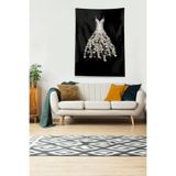 Ontheclouds Siyah Gelinlikli Kadın Desenli Leke Tutmaz Kadife Kumaş Duvar Örtüsü Duvar Halısı Tapestry, 100 x 140