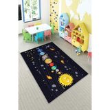 Ontheclouds Siyah Gezegen Desenli Eğitici Yıkanabilir Kaymaz Taban Leke Tutmazbebek Ve Çocuk Odası Halısı, 80 x 350