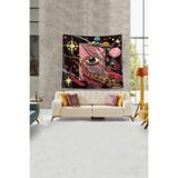 Ontheclouds Siyah Göz Desenli Leke Tutmaz Kadife Kumaş Duvar Örtüsü Duvar Halısı Tapestry, 140 x 140, 140 x 140 KWLL337D