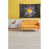 Ontheclouds Siyah Güneş Ve Ay Leke Tutmaz Kadife Kumaş Duvar Örtüsü Duvar Halısı Tapestry, 70 x 100