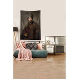 Ontheclouds Siyah Kaftan Giyen Adam Leke Tutmaz Kadife Kumaş Duvar Örtüsü Duvar Halısı Tapestry, 140 x 140