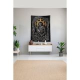 Ontheclouds Siyah Şövalye Desenli Leke Tutmaz Kadife Kumaş Duvar Örtüsü Duvar Halısı Tapestry, 100 x 140