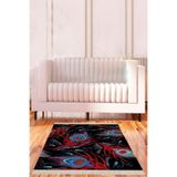 Ontheclouds Siyah Tavuskuşu Tüyü Desenli Dijital Baskı Yıkanabilir Kaymaz Taban Kilim Model Salon Halısı, 100 x 500