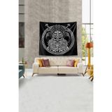 Ontheclouds Siyah Viking Tanrısı Leke Tutmaz Kadife Kumaş Duvar Örtüsü Duvar Halısı Tapestry, 35 x 50