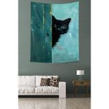 Ontheclouds Siyah Yavru Kedi Leke Tutmaz Kumaş Duvar Örtüsü Duvar Halısı Tapestry, 70 x 100
