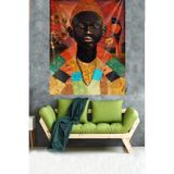 Ontheclouds Siyahi Çocuk Bohem Desen Leke Tutmaz Kadife Dokulu Kumaş Duvar Örtüsü Duvar Halısı Tapestry, 140 x 140